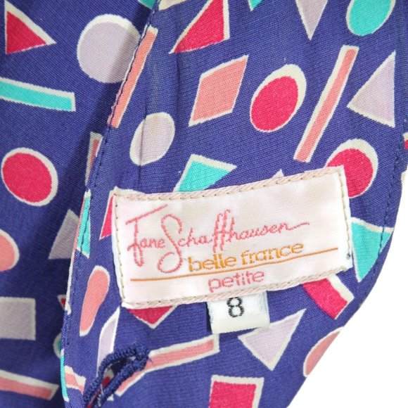 Vintage 80's Jane Schaffhausen Geometric Shapes Retro Cosplay Dress size P8 -077 - Picture 2 of 6